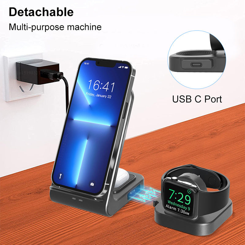 Chargeur sans fil 3 en 1 Station de charge rapide pour iPhone Apple Watch et Airpods Pro 3/2