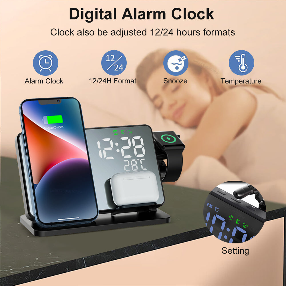 W928A Wireless Charger Alarm Clock for iPhone