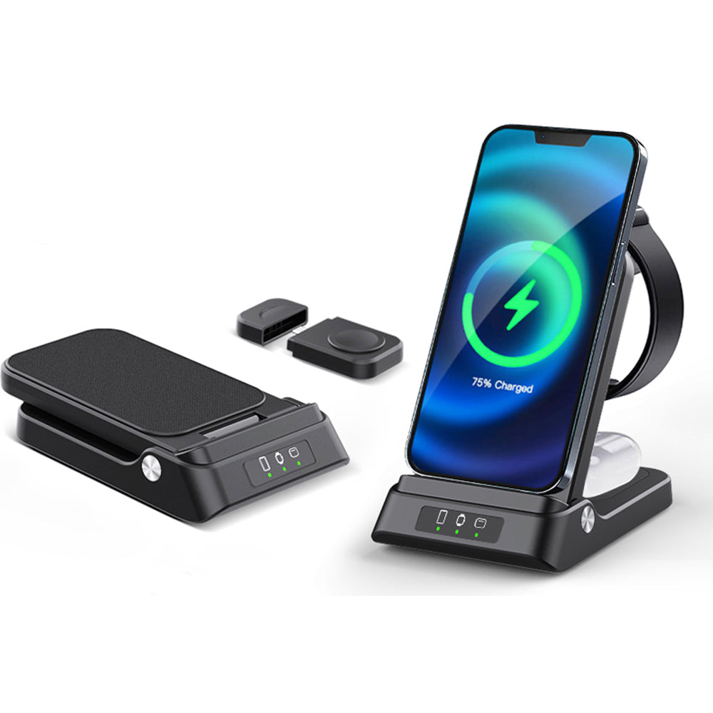 Chargeur sans fil pliable 3 en 1 pour iPhone 14 13 12 Pro Max Station de charge rapide 15 W pour Apple Watch Series 8 7 Chargeurs Stand