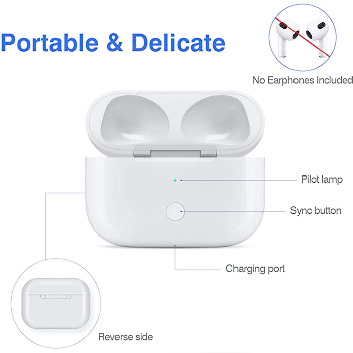 Newest Replacement Charging Case Compatible with AirPod 3rd Generation, Air  pods 3 (Not for Airpod Pro) with Pairing Sync Button Without Earbuds