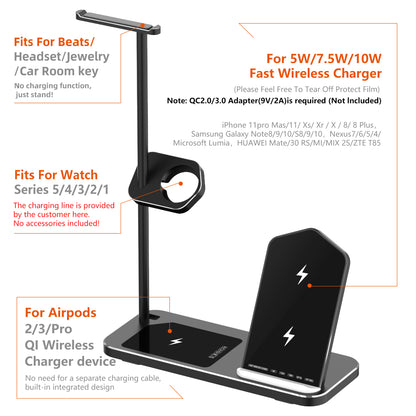 Station de recharge sans fil 4 en 1 Station d'accueil pour Apple iPhone iWatch Airpods Pro